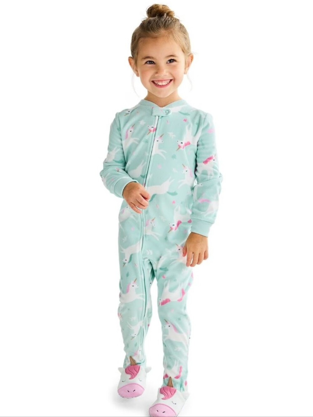 Carter's Unicorn Footed One-Piece Pajamas with Pink Accents